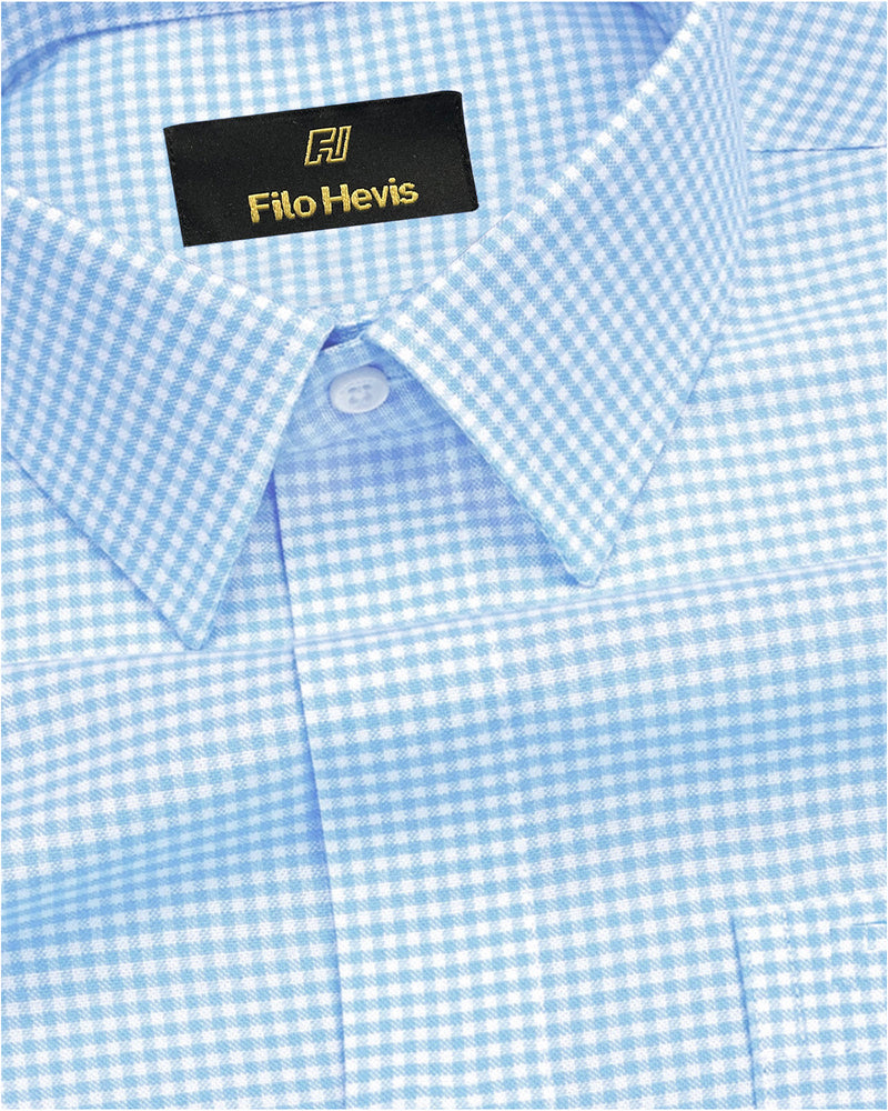 Cotton Check Shirt for Men |Slim fit | Sky