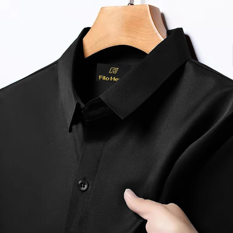 Japanese Lycra anti-wrinkle shirt | Party wear | Black