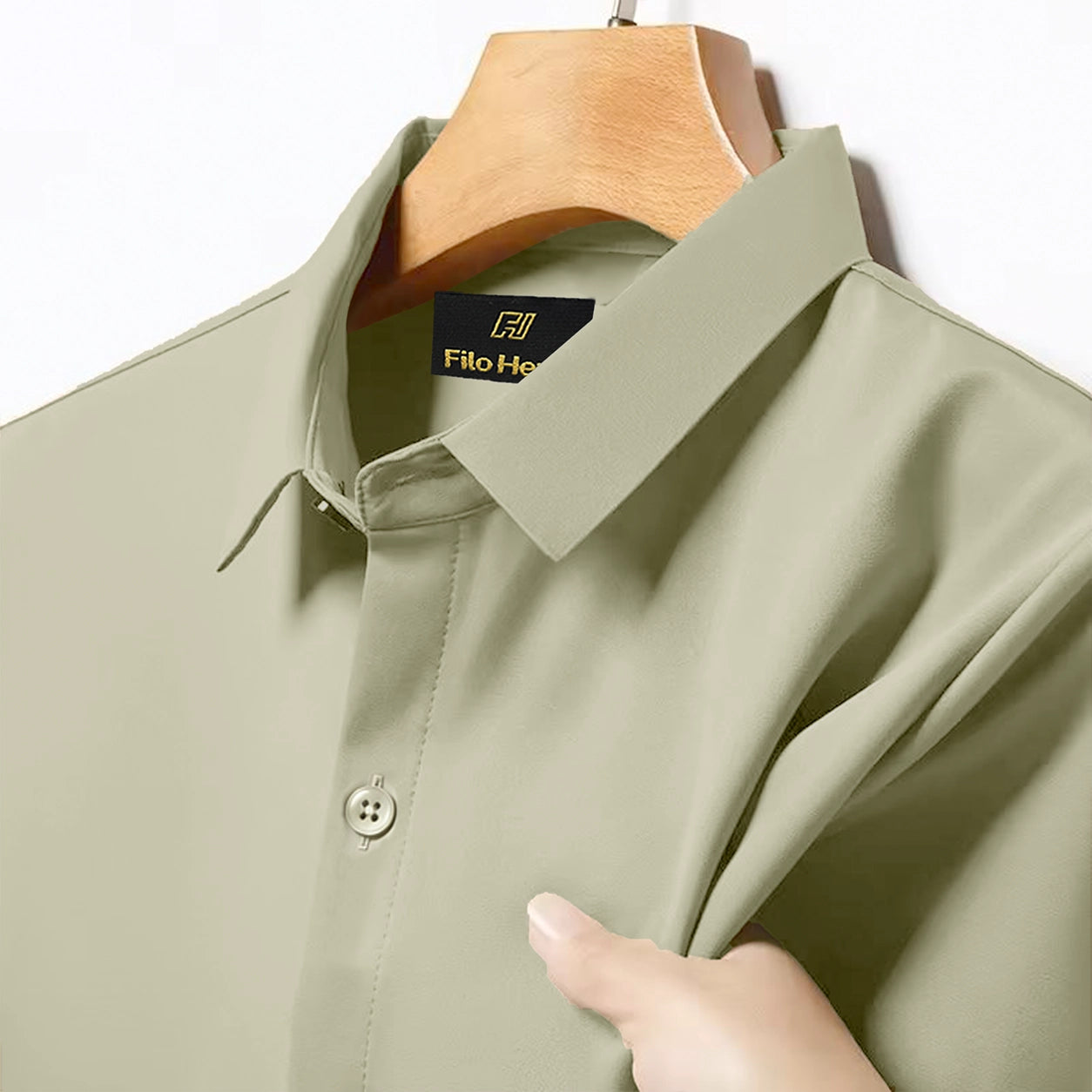Japanese Lycra anti-wrinkle shirt | Party wear | Light-Greyish-Green