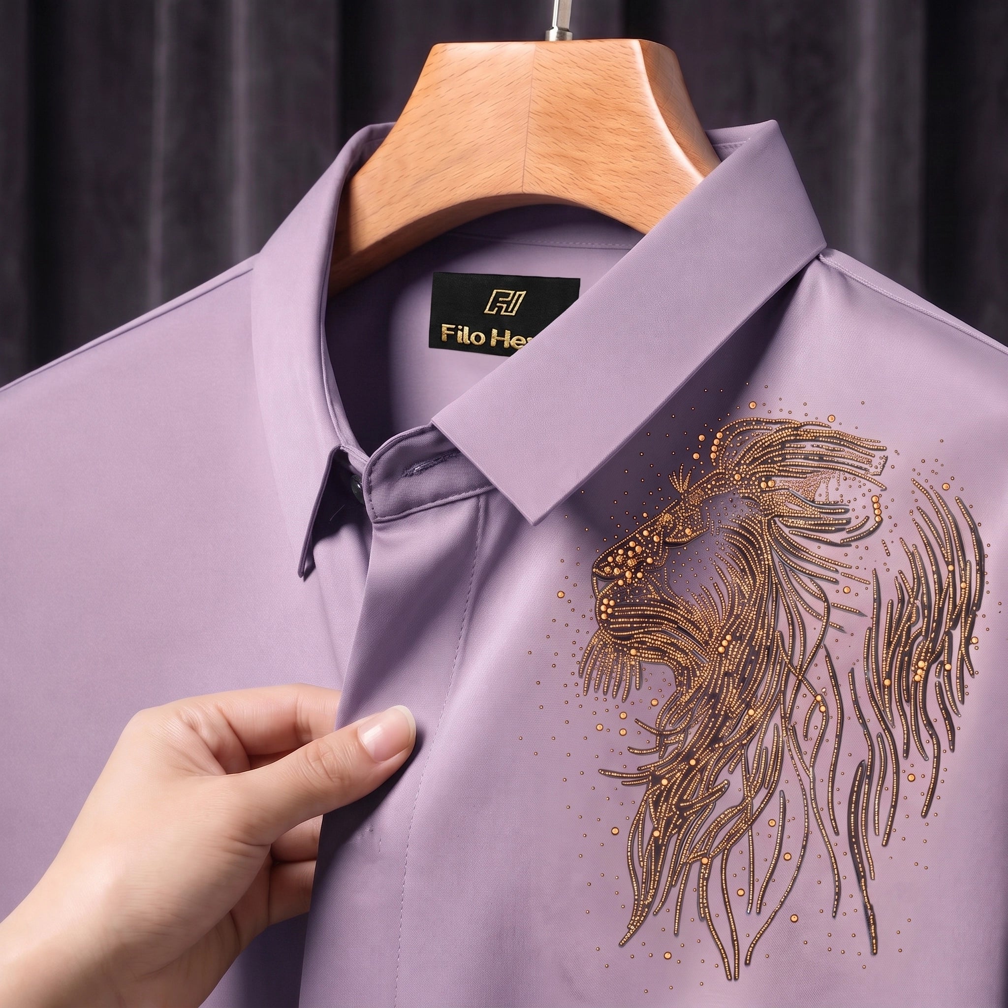Lion Embroidery Party Shirts | Club Wear | Onion