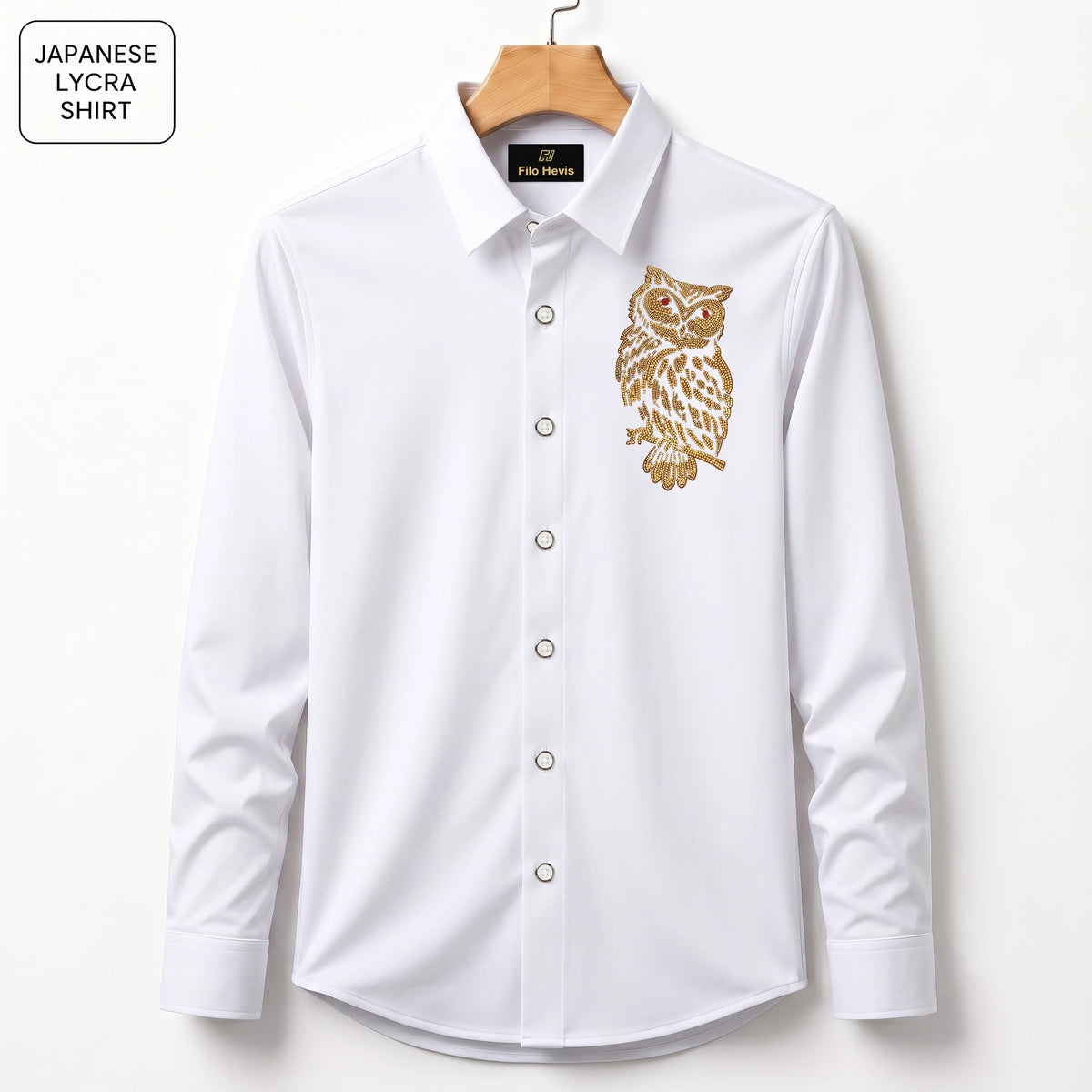 Owl Embroidery Party Shirts | Club Wear | White