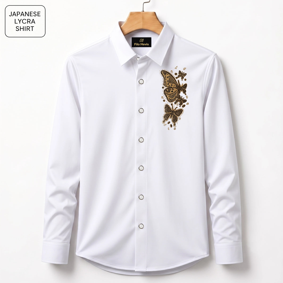 Butterfly Embroidery Party Shirts | Club Wear | White