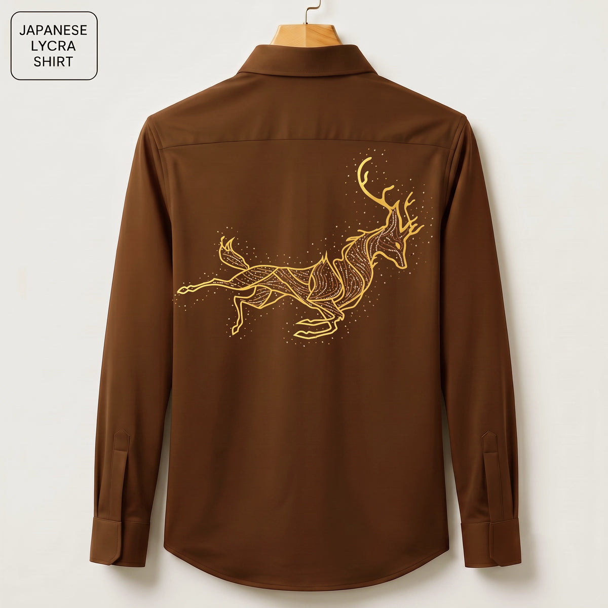 Front & Back Horse Embroidery Party Shirts | Club Wear | Brown