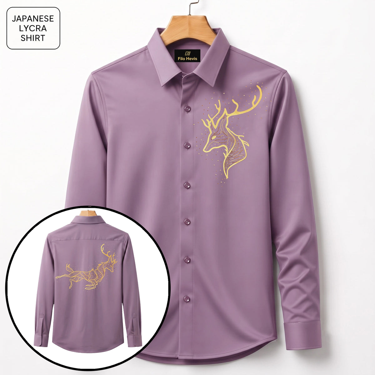 Front & Back Double Deer Embroidery Party Shirts | Club Wear | Onion