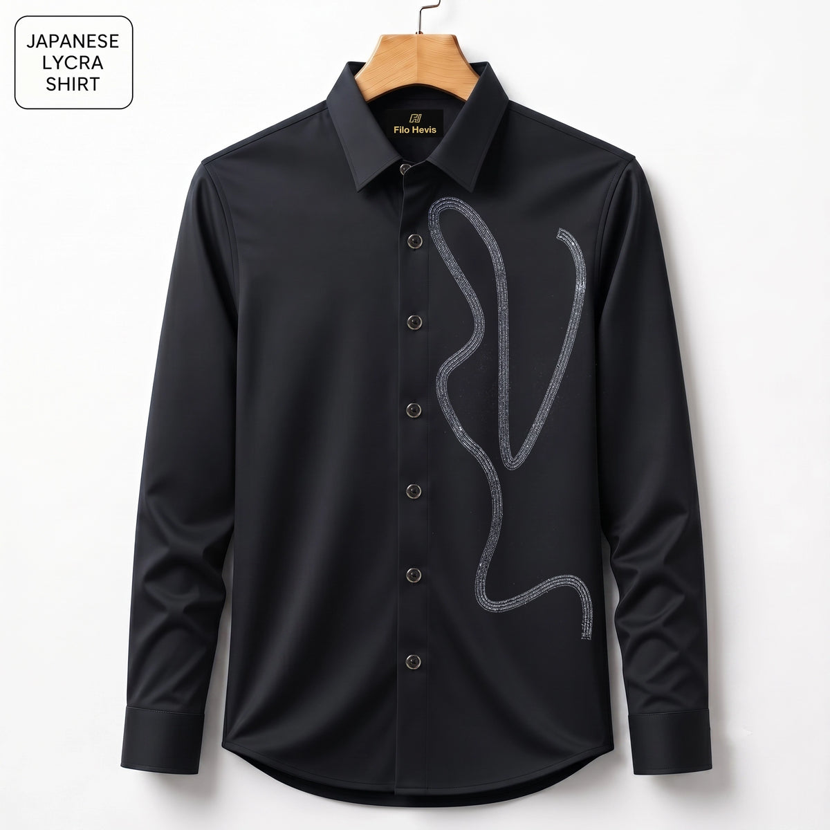 Embroidery Party Shirts | Club Wear | Black