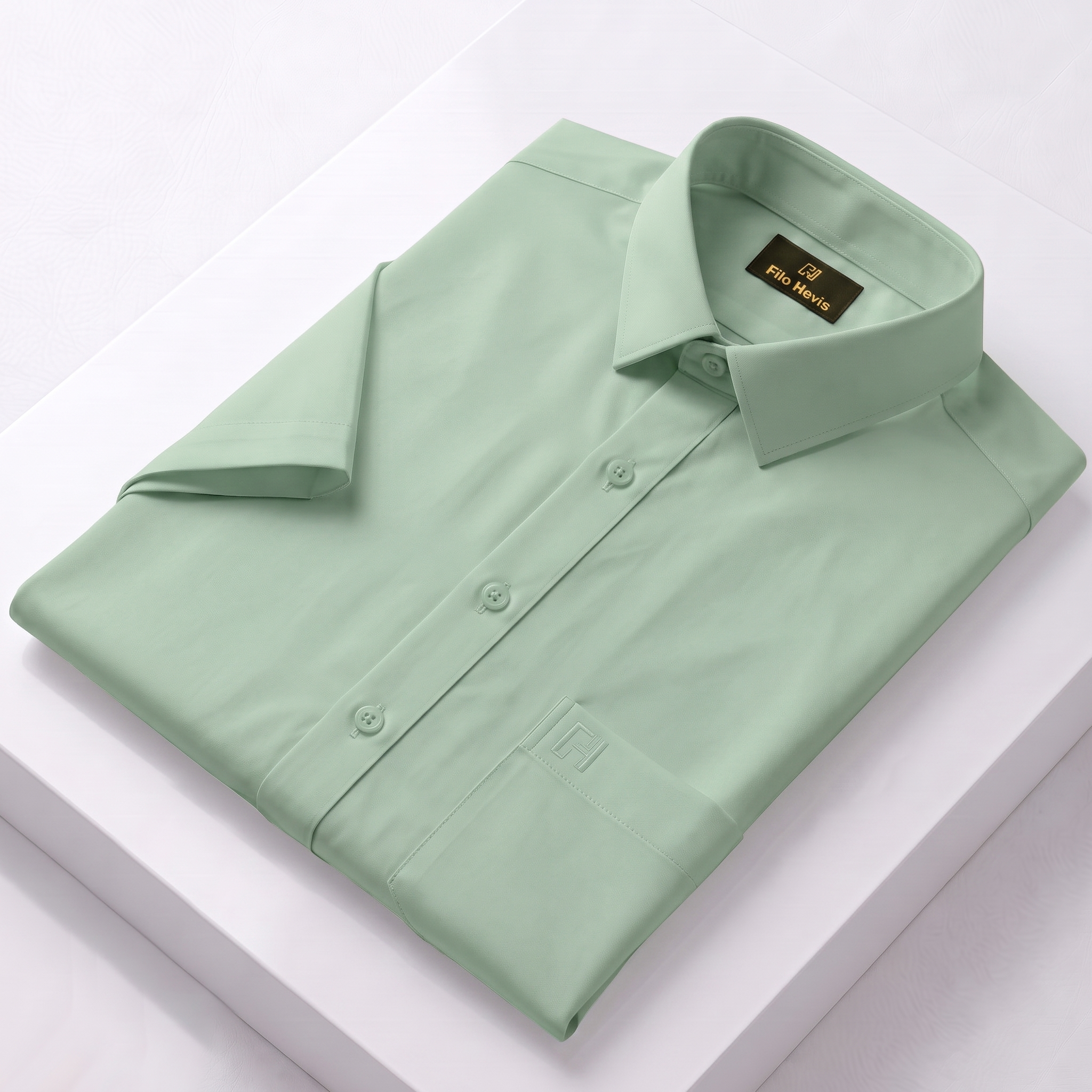Men's Formal Half Sleeve Shirt-Pista Green
