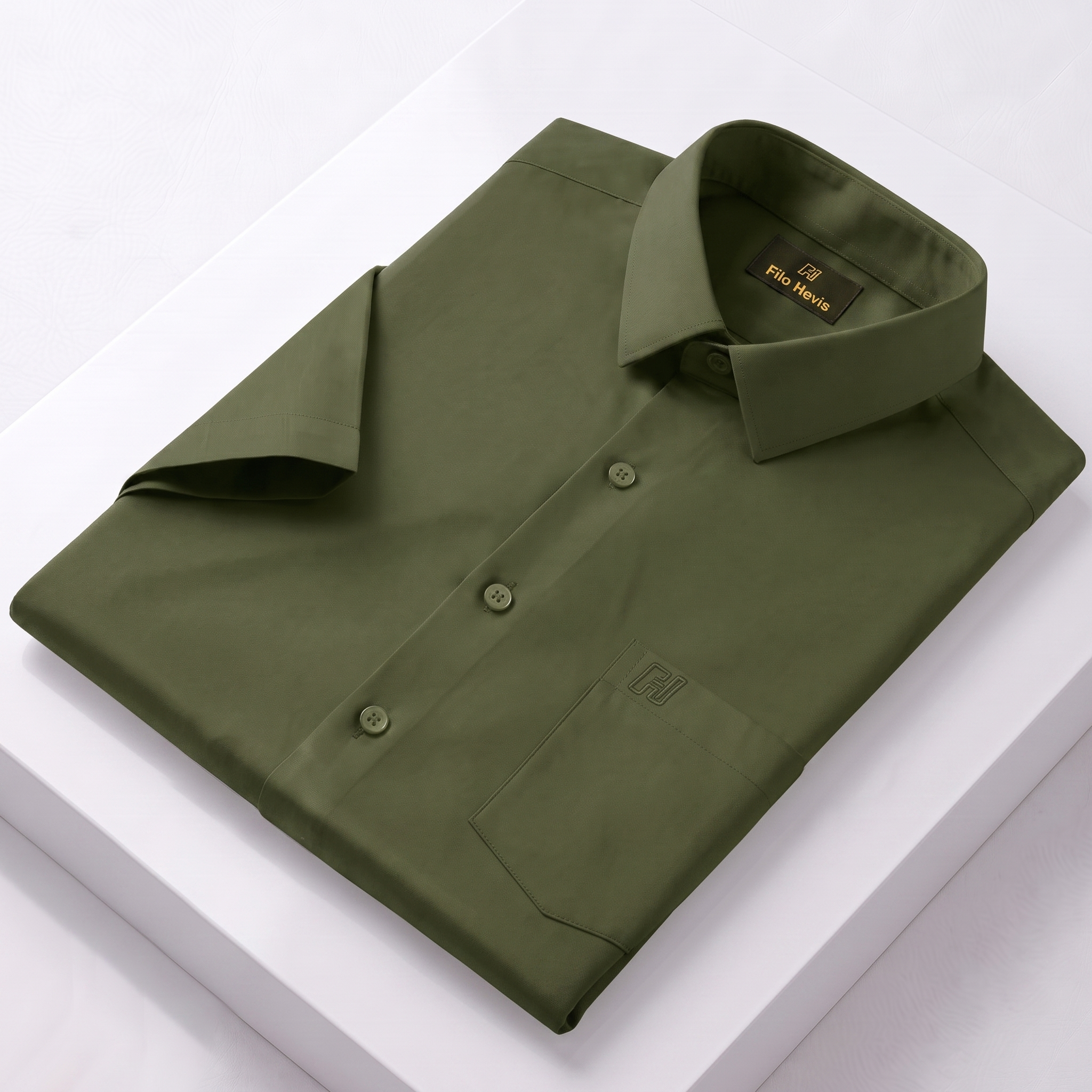 Men's Formal Half Sleeve Shirt-Light-Mehndi