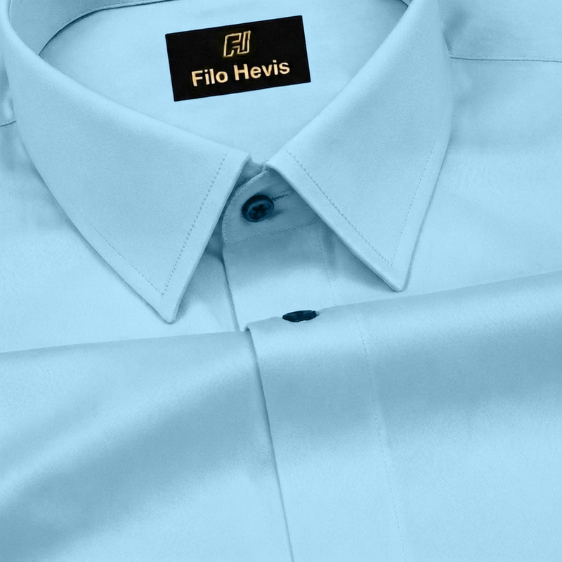 PLUS SIZE FORMAL SHIRTS IN COTTON FOR MEN (Single Pocket)- SKY BLUE