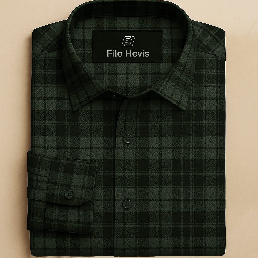 FORMAL COTTON CHECK SHIRTS FOR MEN - Green Plaid (Long Sleeve)