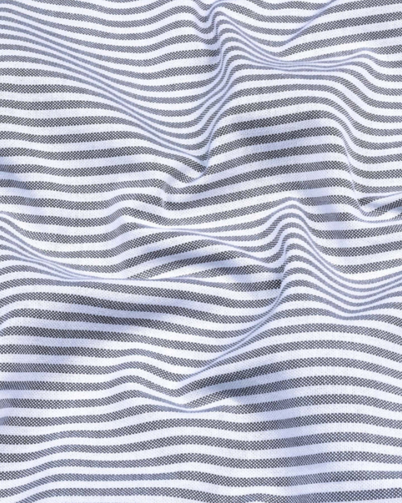 Cotton Stripe Shirt for Men |Slim fit | Grey