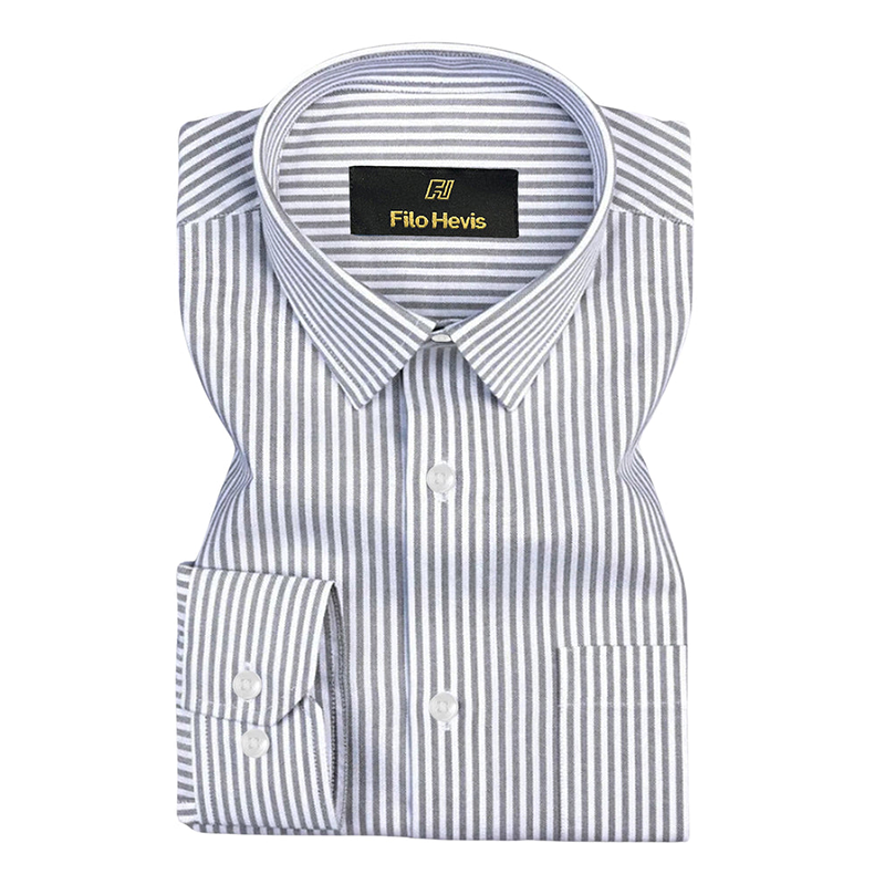 Cotton Stripe Shirt for Men |Slim fit | Grey