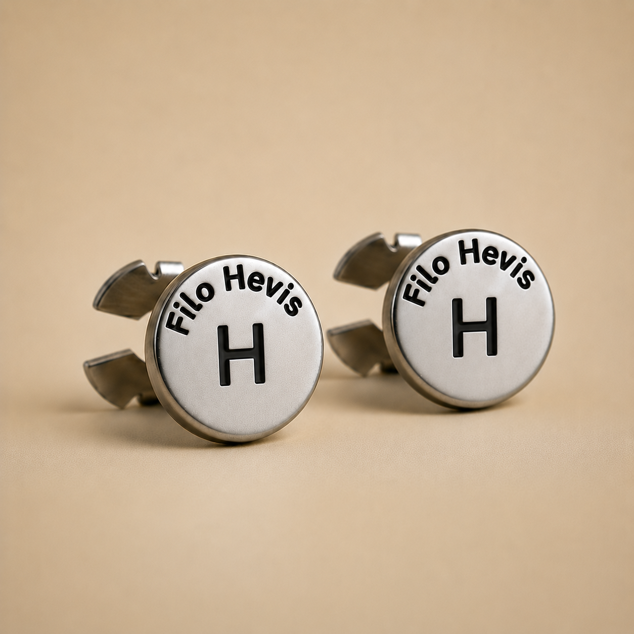Filohevis Engraved Letter Metal Unisex Cufflinks – H (1 Pair)