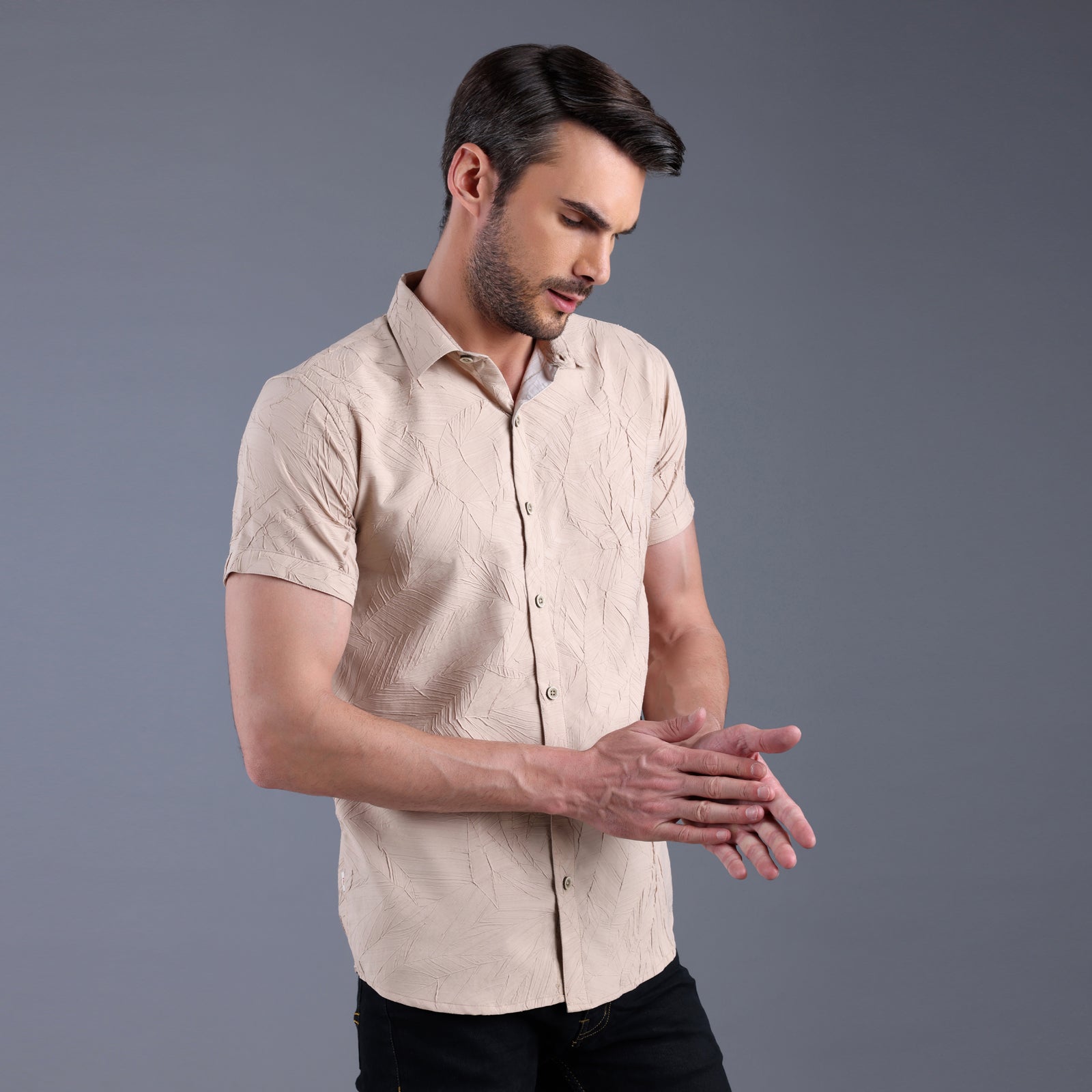 Coffee Coconut Textured Half shirt