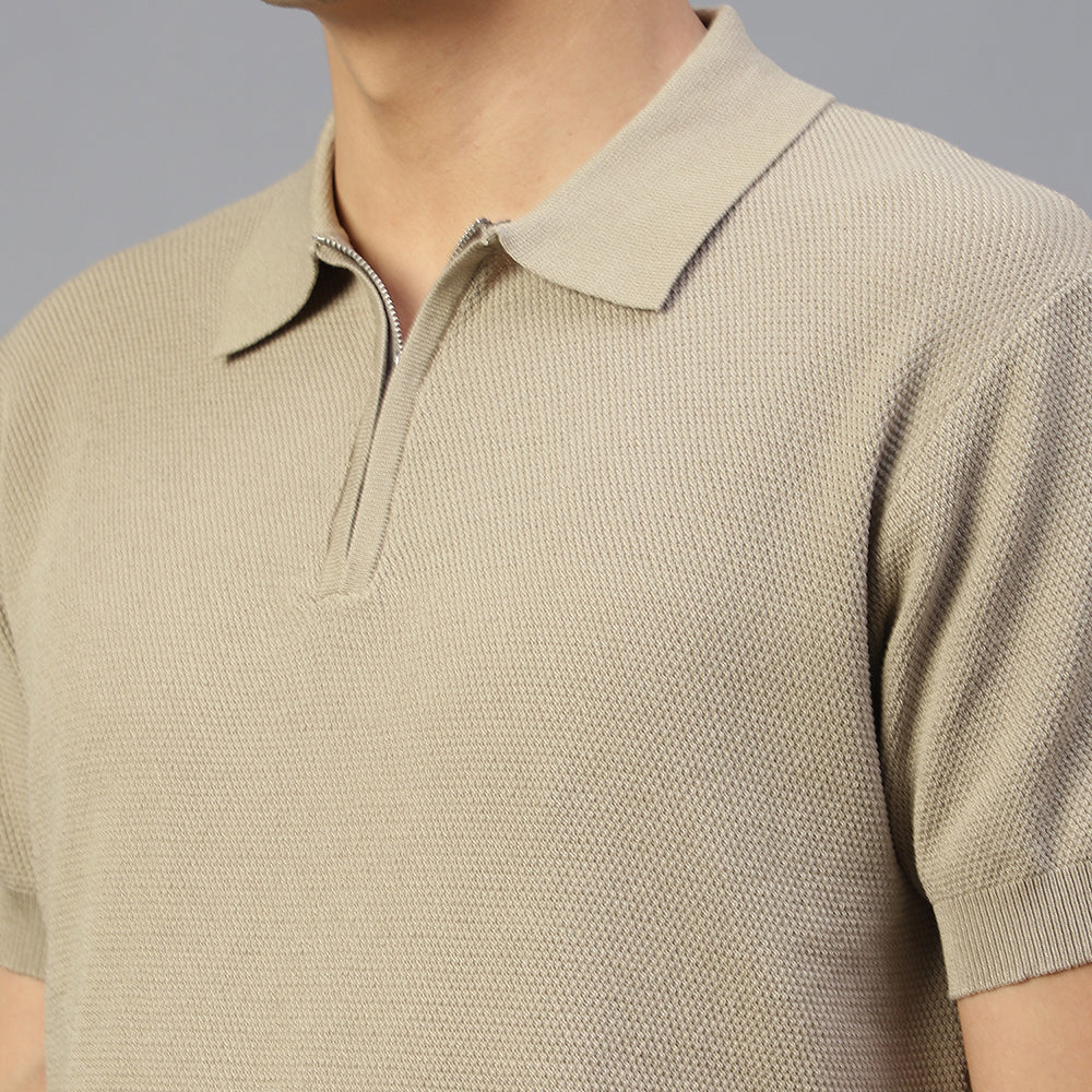 Peach Knitted Polo T-shirt