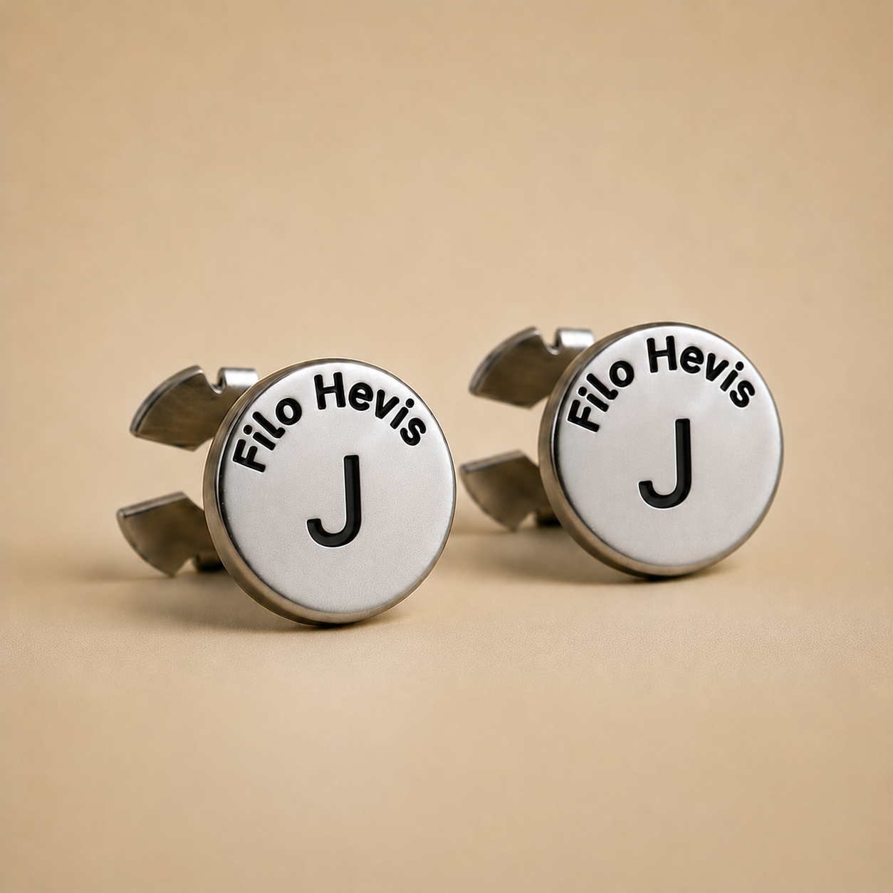 Filohevis Engraved Letter Metal Unisex Cufflinks – J (1 Pair)