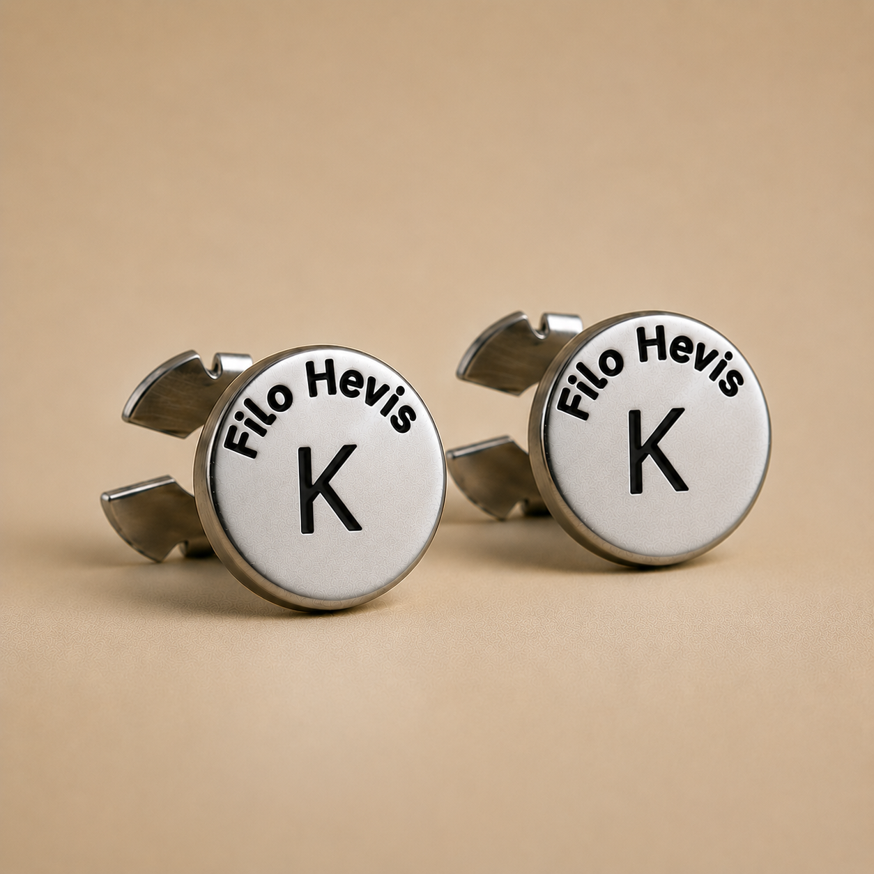 Filohevis Engraved Letter Metal Unisex Cufflinks – K (1 Pair)