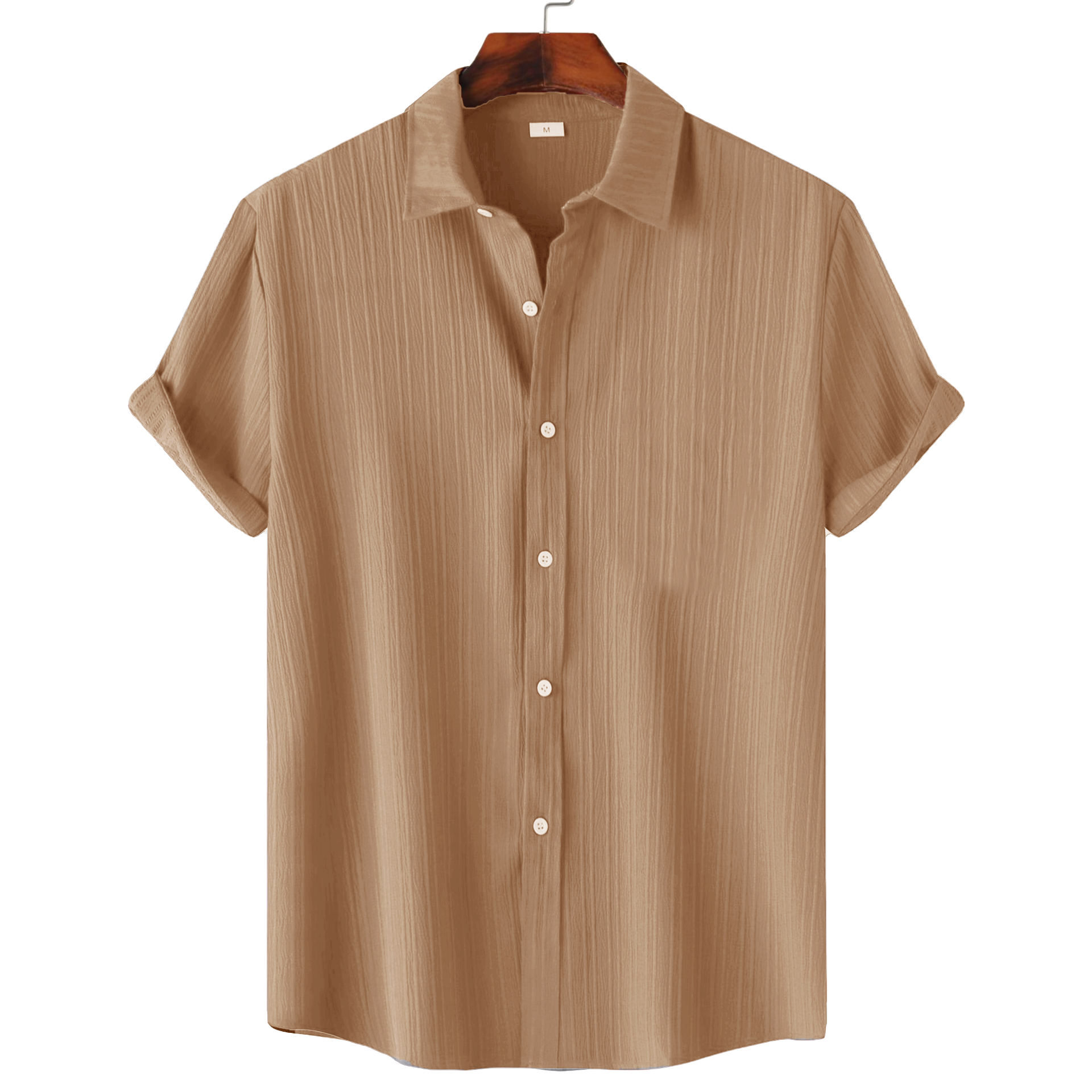 Men’s Textured Popcorn Half Sleeve Casual Shirt – Brown