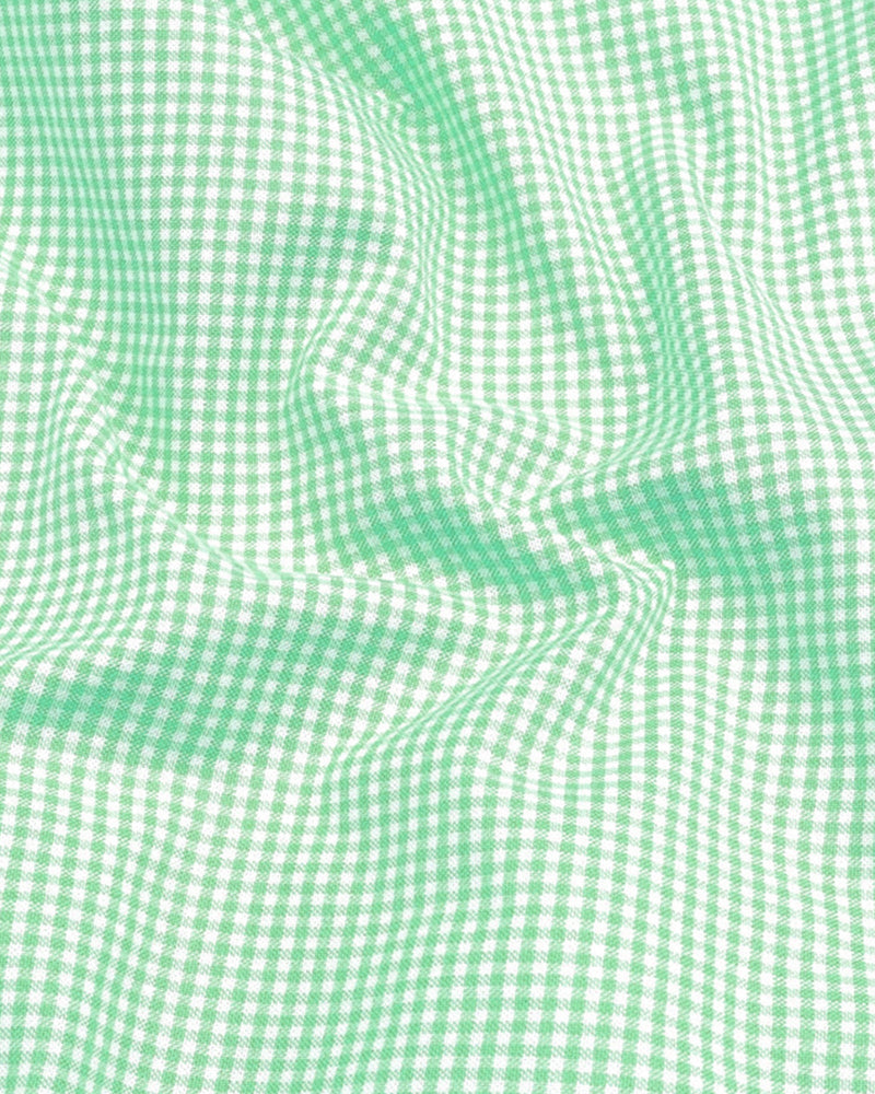 Oxford Cotton Check Shirt for Men |Slim fit | Light Green