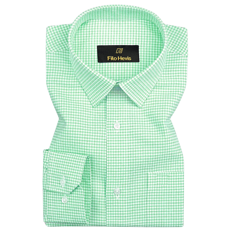Oxford Cotton Check Shirt for Men |Slim fit | Light Green