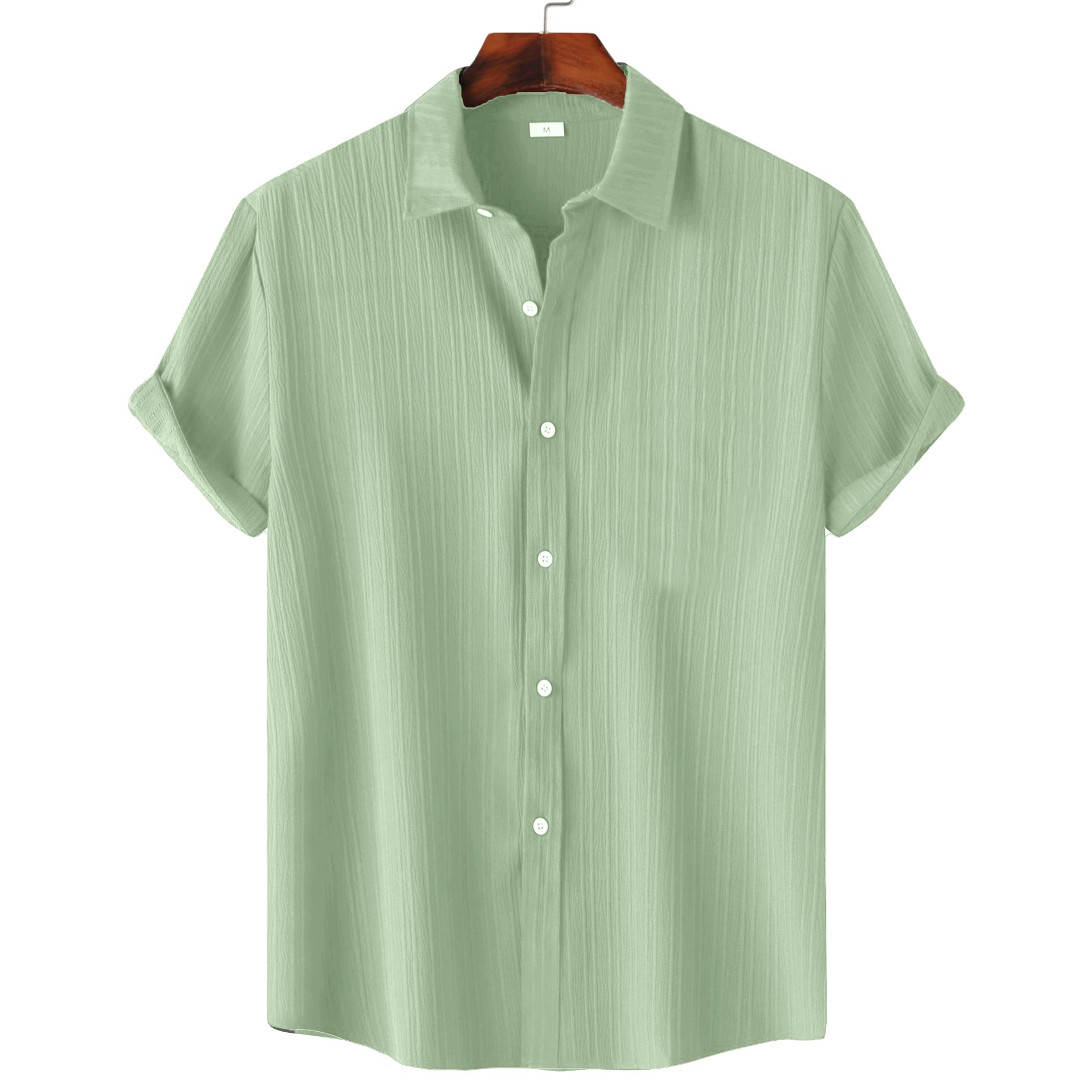 Men’s Textured Popcorn Half Sleeve Casual Shirt – Green