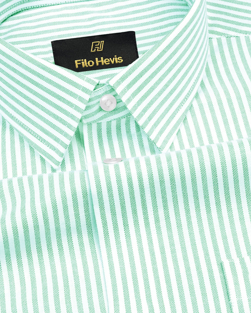 Cotton Stripe Shirt for Men |Slim fit | Light Green