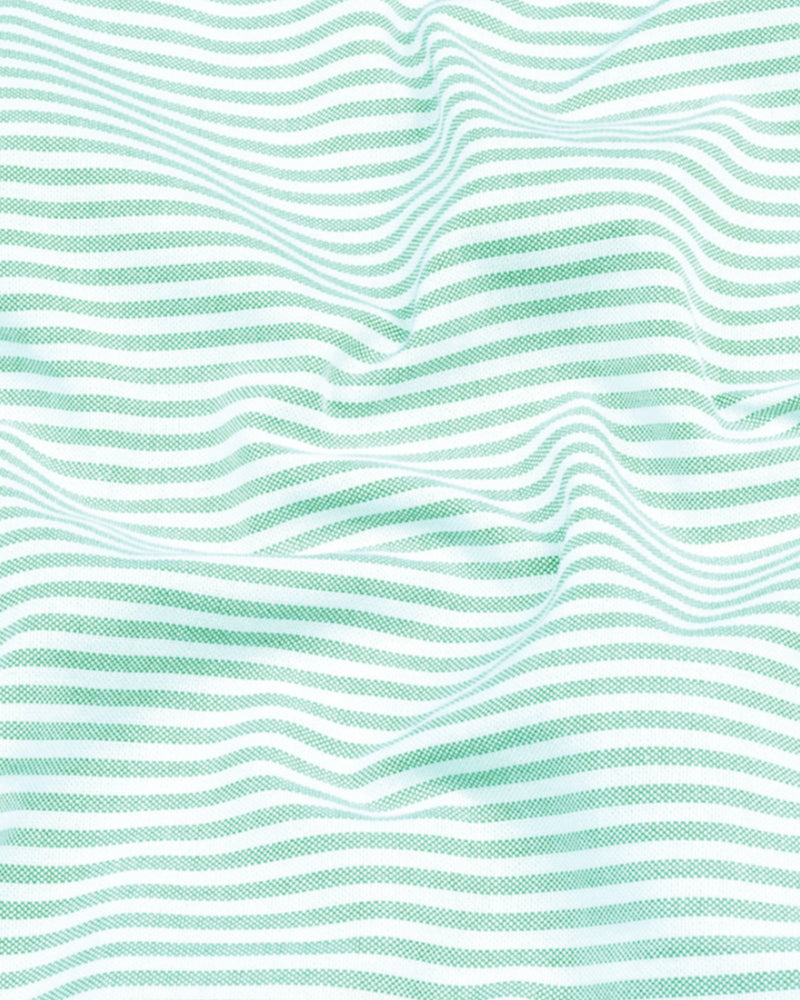 Cotton Stripe Shirt for Men |Slim fit | Light Green