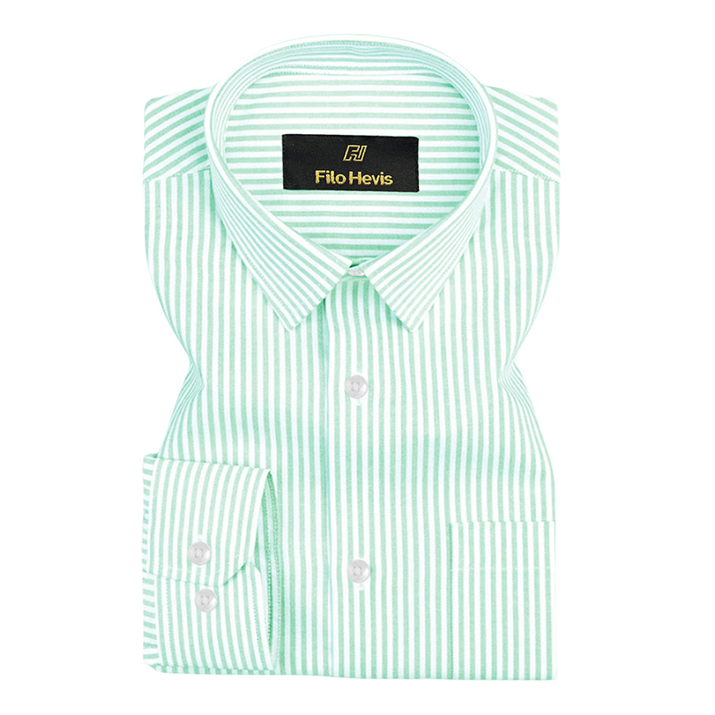 Cotton Stripe Shirt for Men |Slim fit | Light Green