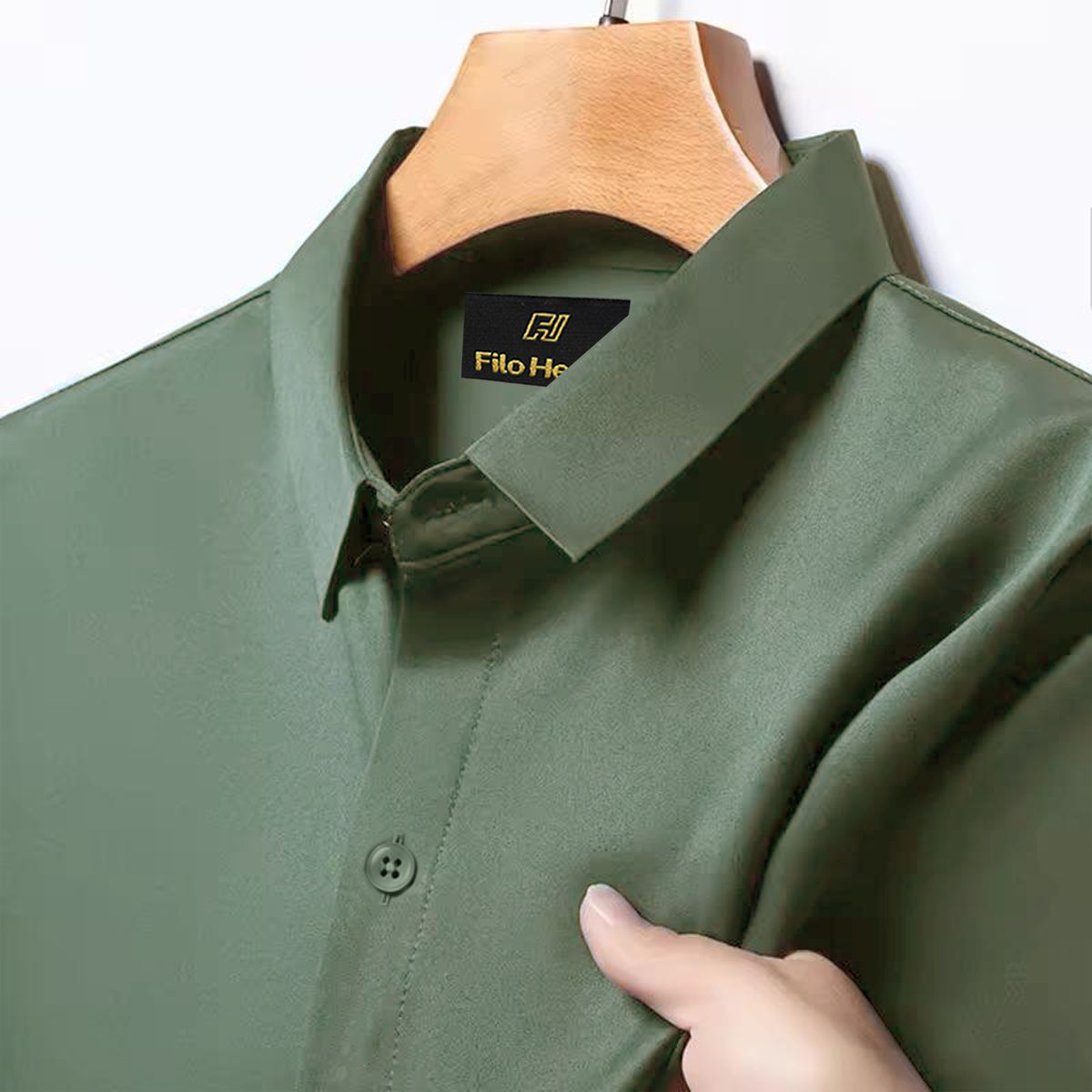 Japanese Lycra anti-wrinkle shirt | Party wear | Olive Green