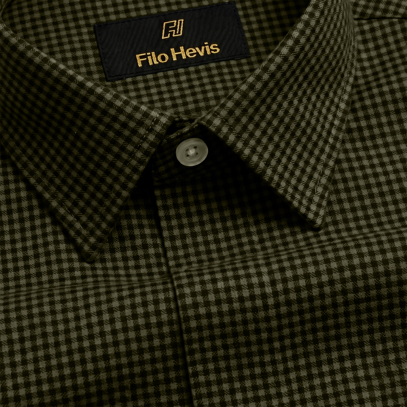 Cotton Check Shirt for Men |Slim fit | Olive-Green
