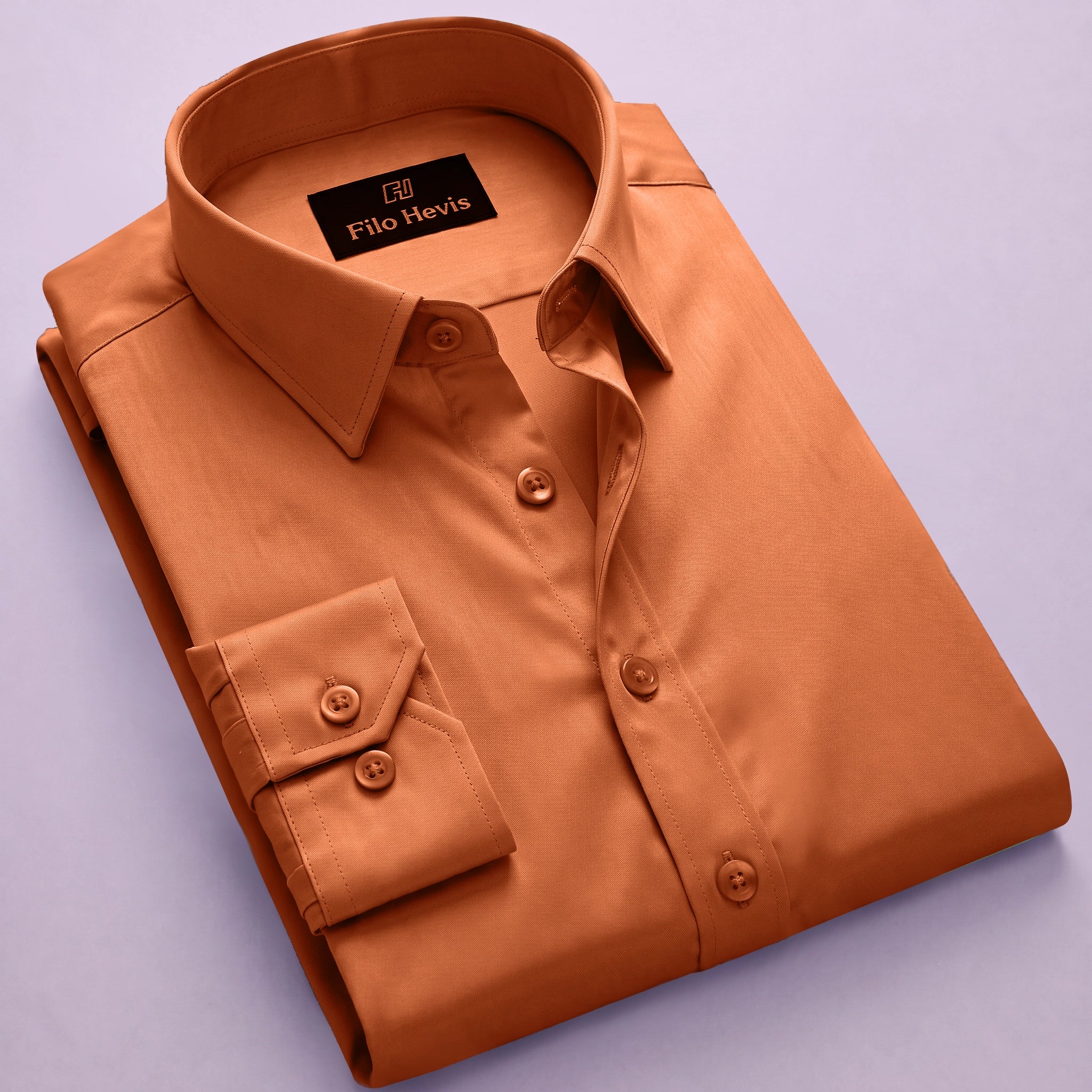 Anti Wrinkle Satin Lycra Formal Shirt (Imported Fabric)| Orange