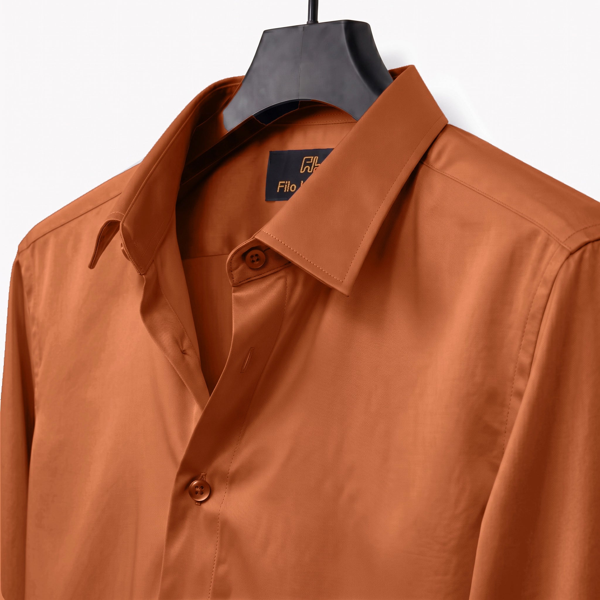 Anti Wrinkle Satin Lycra Formal Shirt (Imported Fabric)| Orange