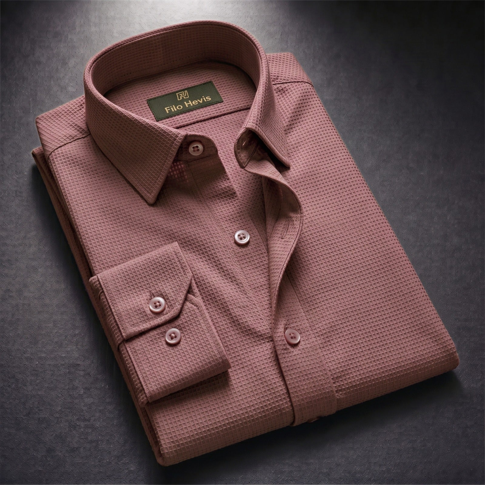 Men's Full Sleeve Self Textured Shirt | Peach