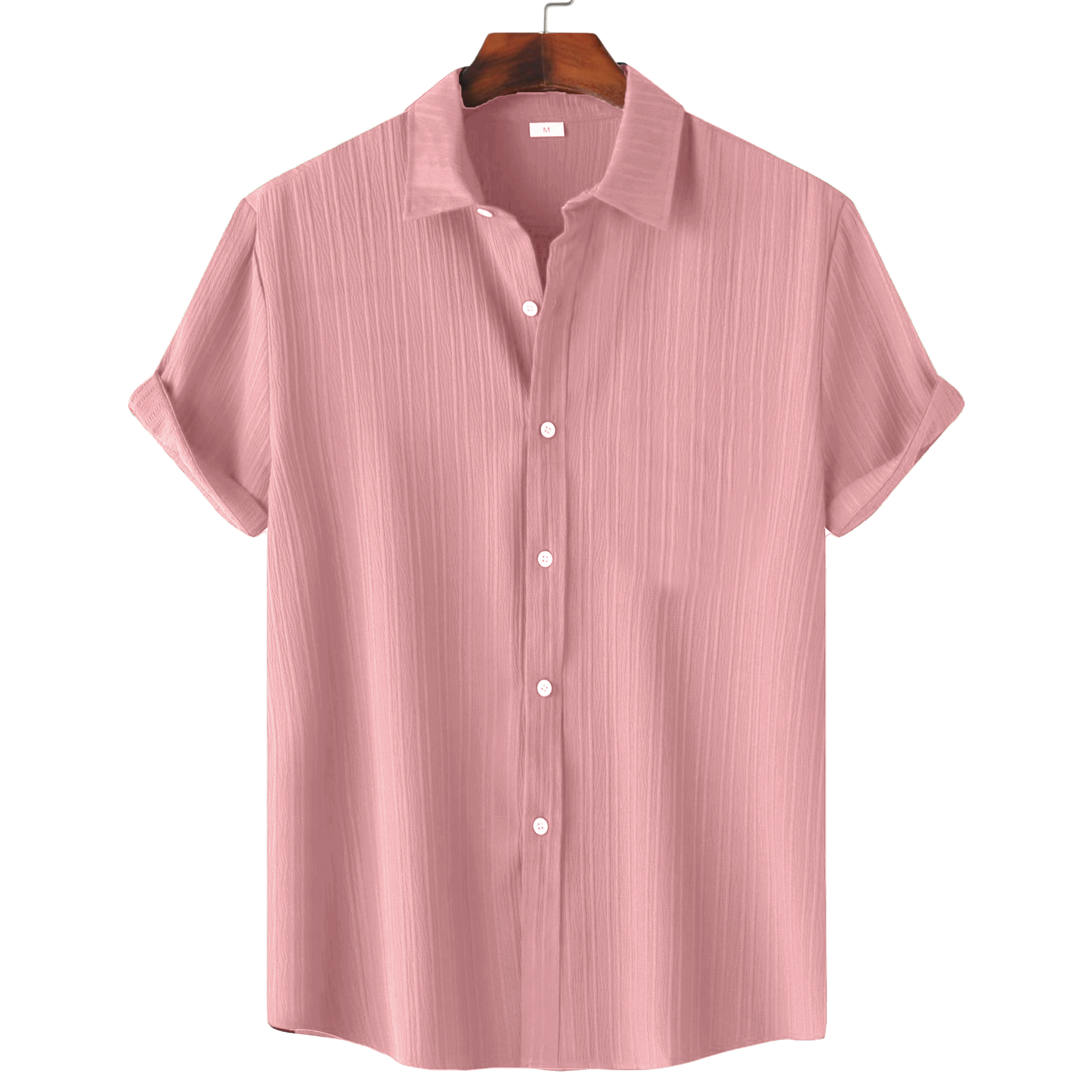 Men’s Textured Popcorn Half Sleeve Casual Shirt – Pink
