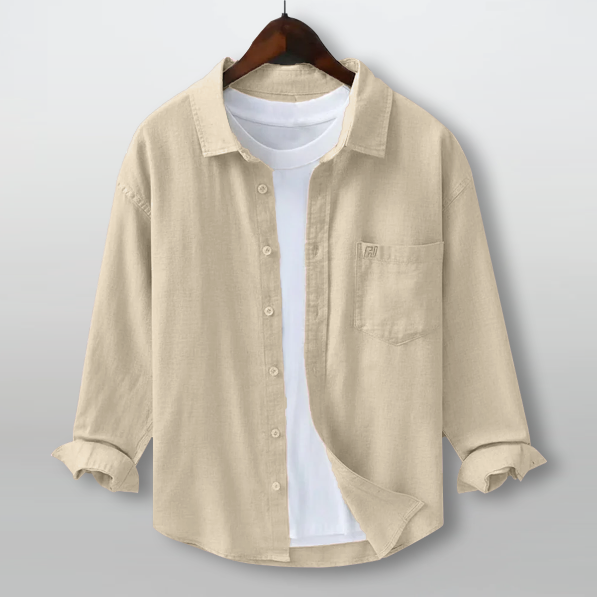 FINE LINEN SHIRTS FOR MEN (Full Sleeves)-Natural Beige My Store
