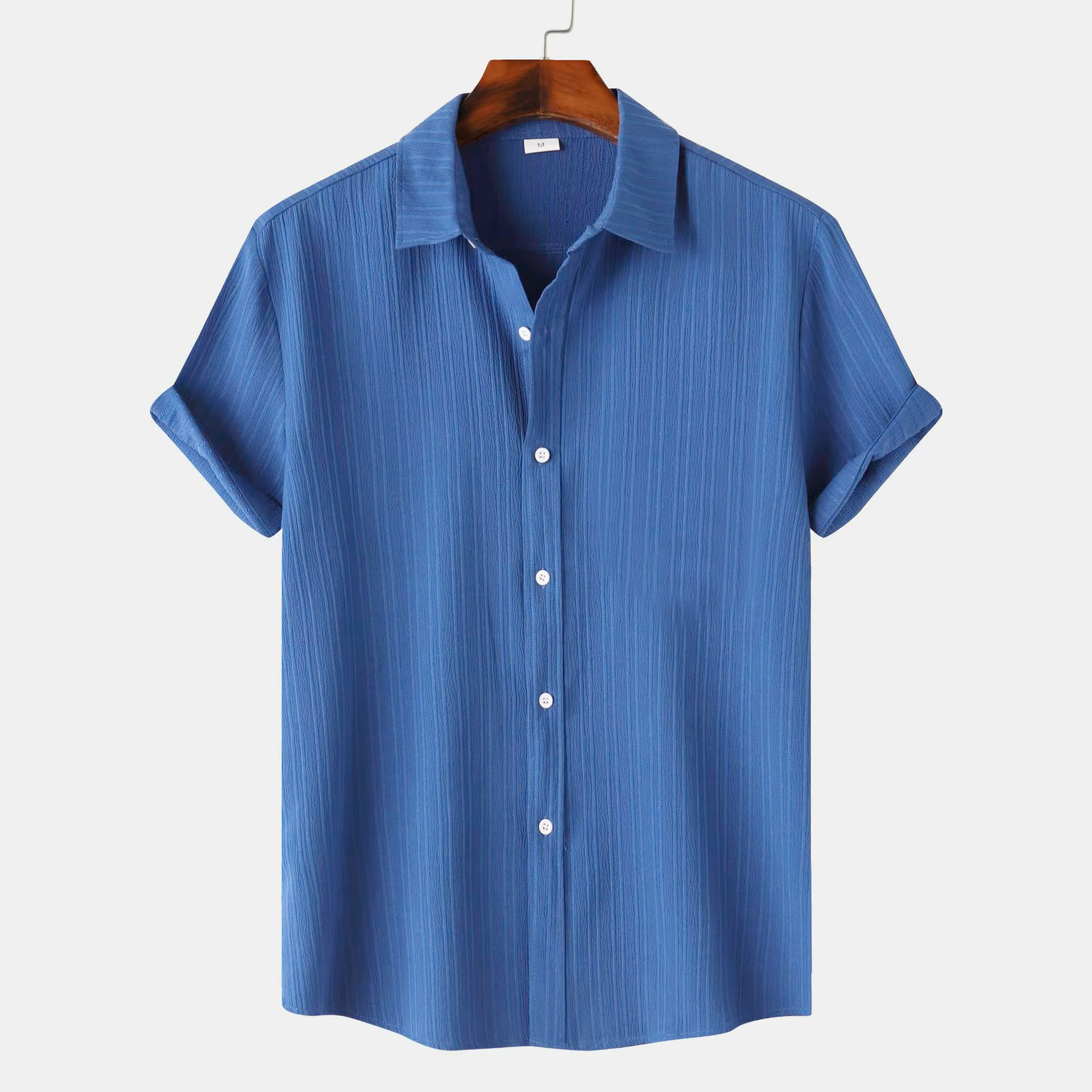 Men’s Textured Popcorn Half Sleeve Casual Shirt – Royal Blue