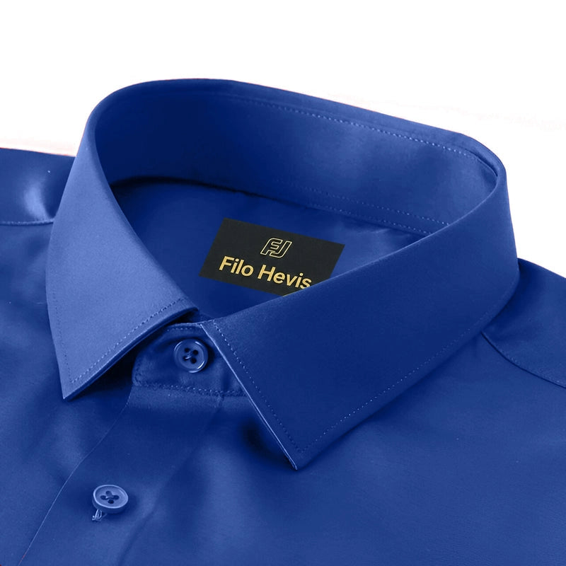 Cotton Satin Formal Shirt for Men - Regular Fit Full Sleeve | Royal Blue