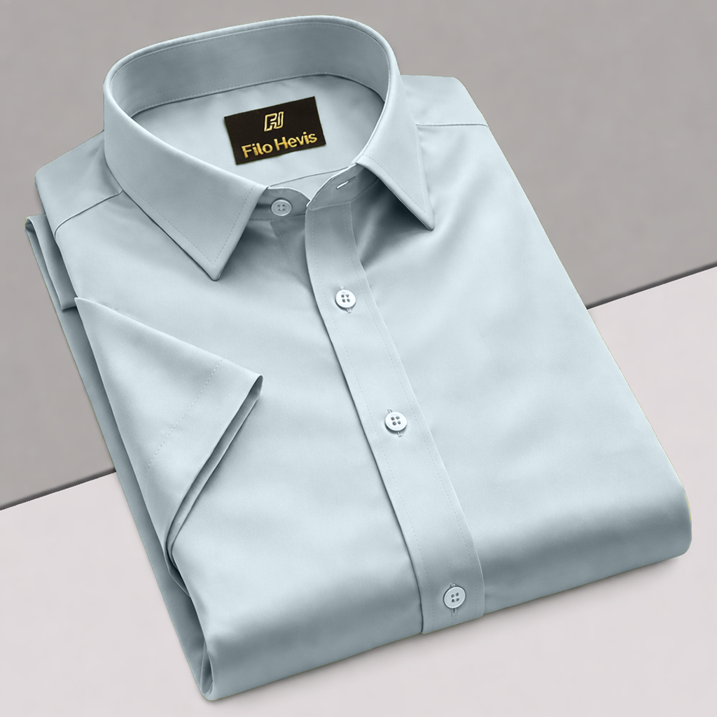 Men’s Satin Half Sleeve Formal Shirt – Premium Soft & Shiny Finish-Silver