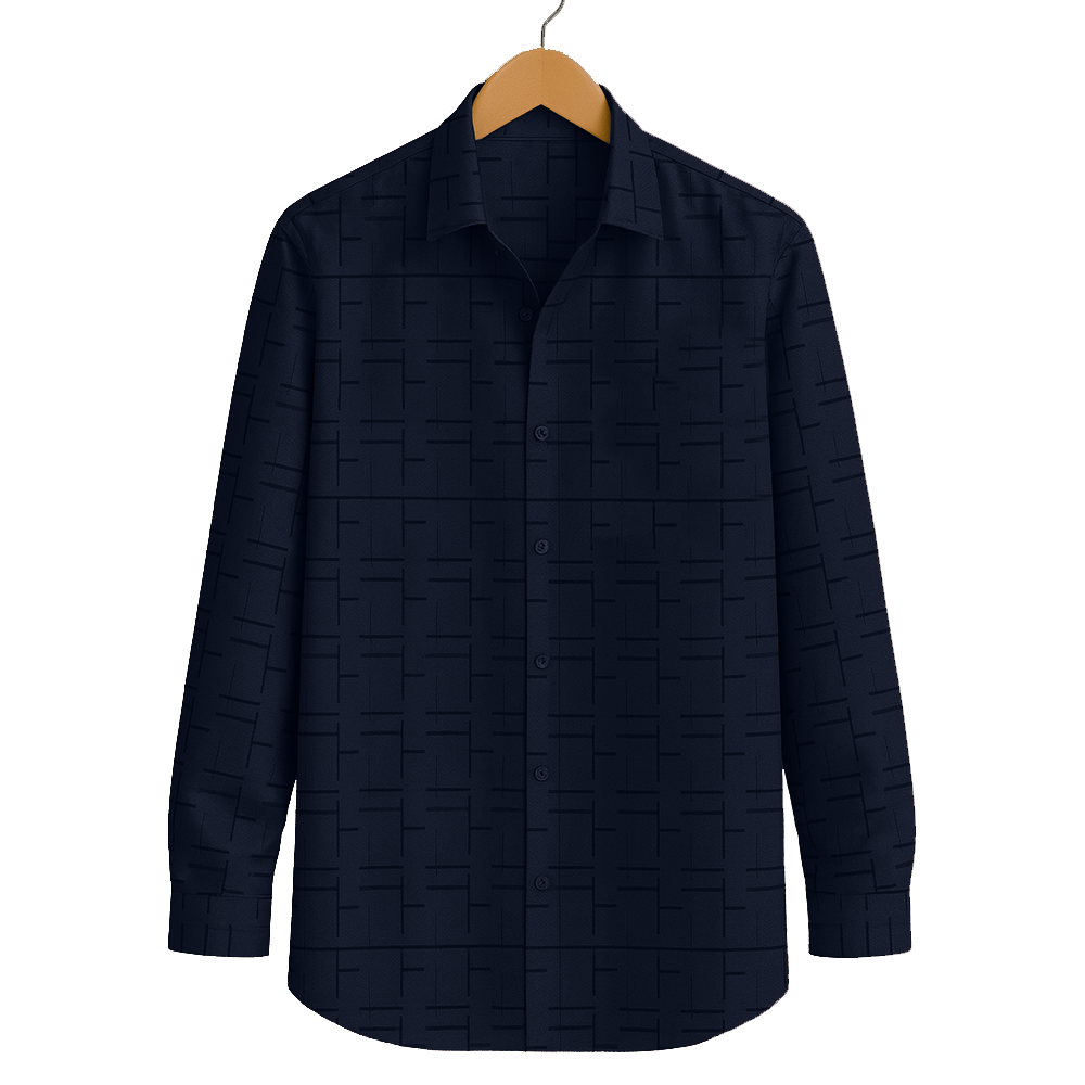 Print Shirt for Men | Smart Regular Fit | NAVY BLUE My Store