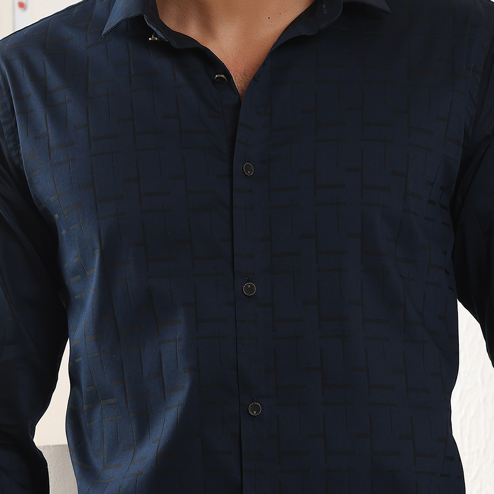 Print Shirt for Men | Smart Regular Fit | NAVY BLUE My Store