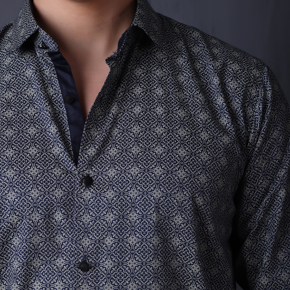 Print Shirt for Men | Smart Regular Fit | Navy My Store
