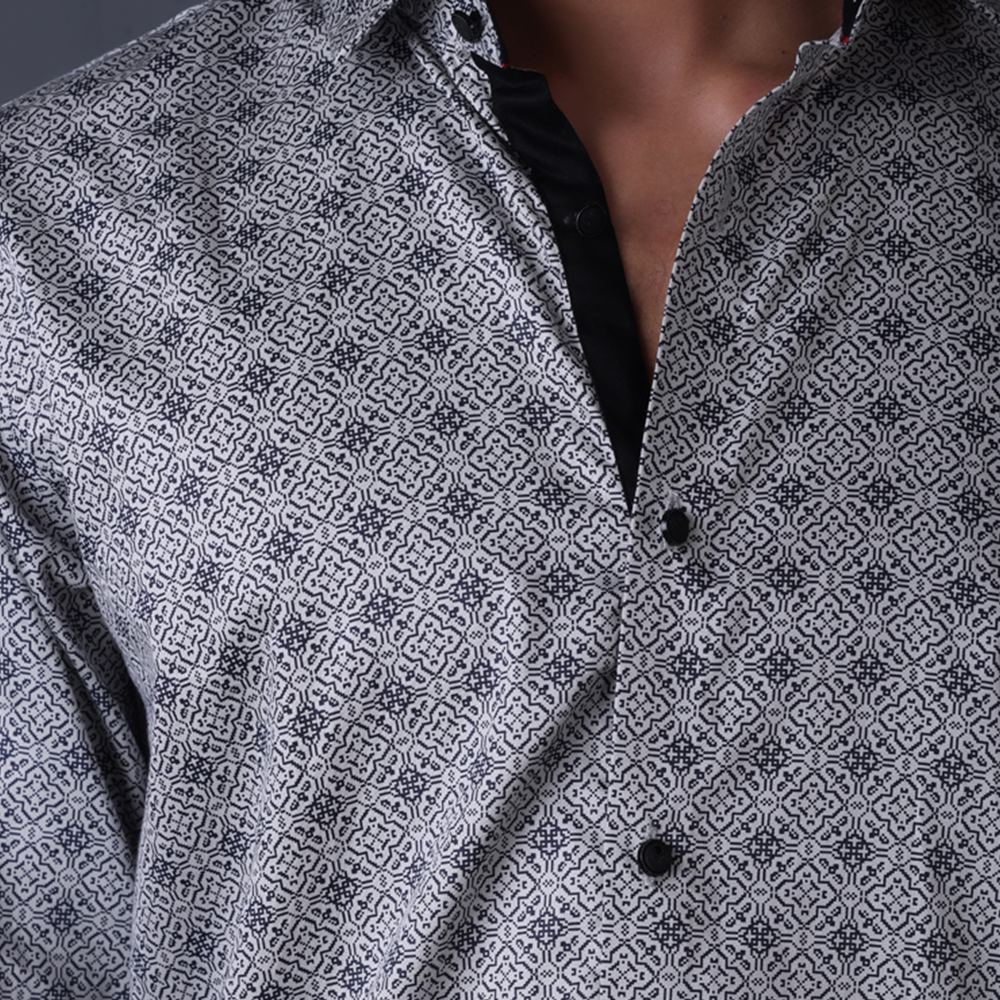 Print Shirt for Men | Smart Regular Fit | Grey My Store