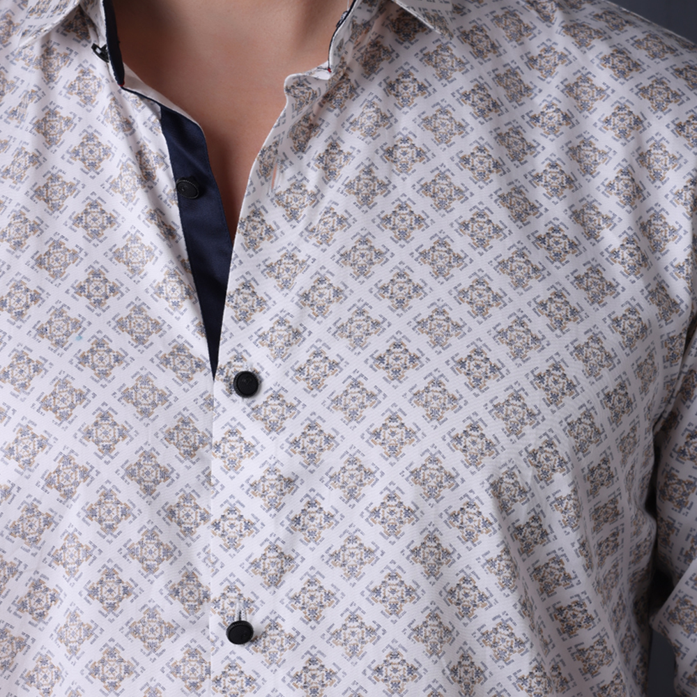 Print Shirt for Men | Smart Regular Fit | Beige