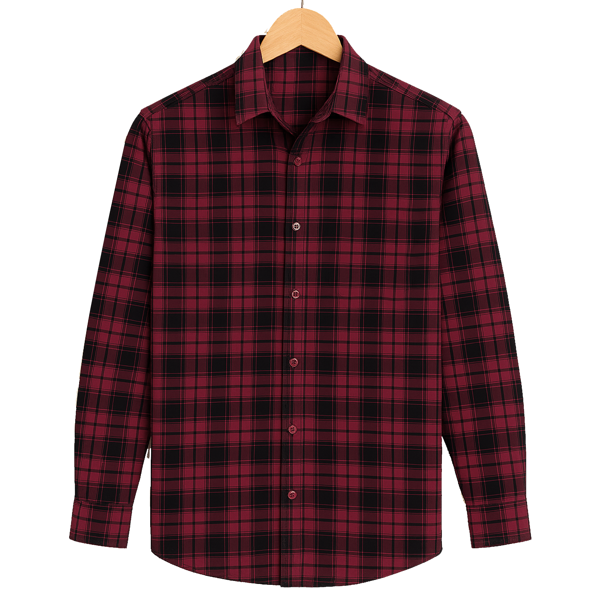 FORMAL COTTON CHECK SHIRTS FOR MEN - Red Plaid (Long Sleeve)