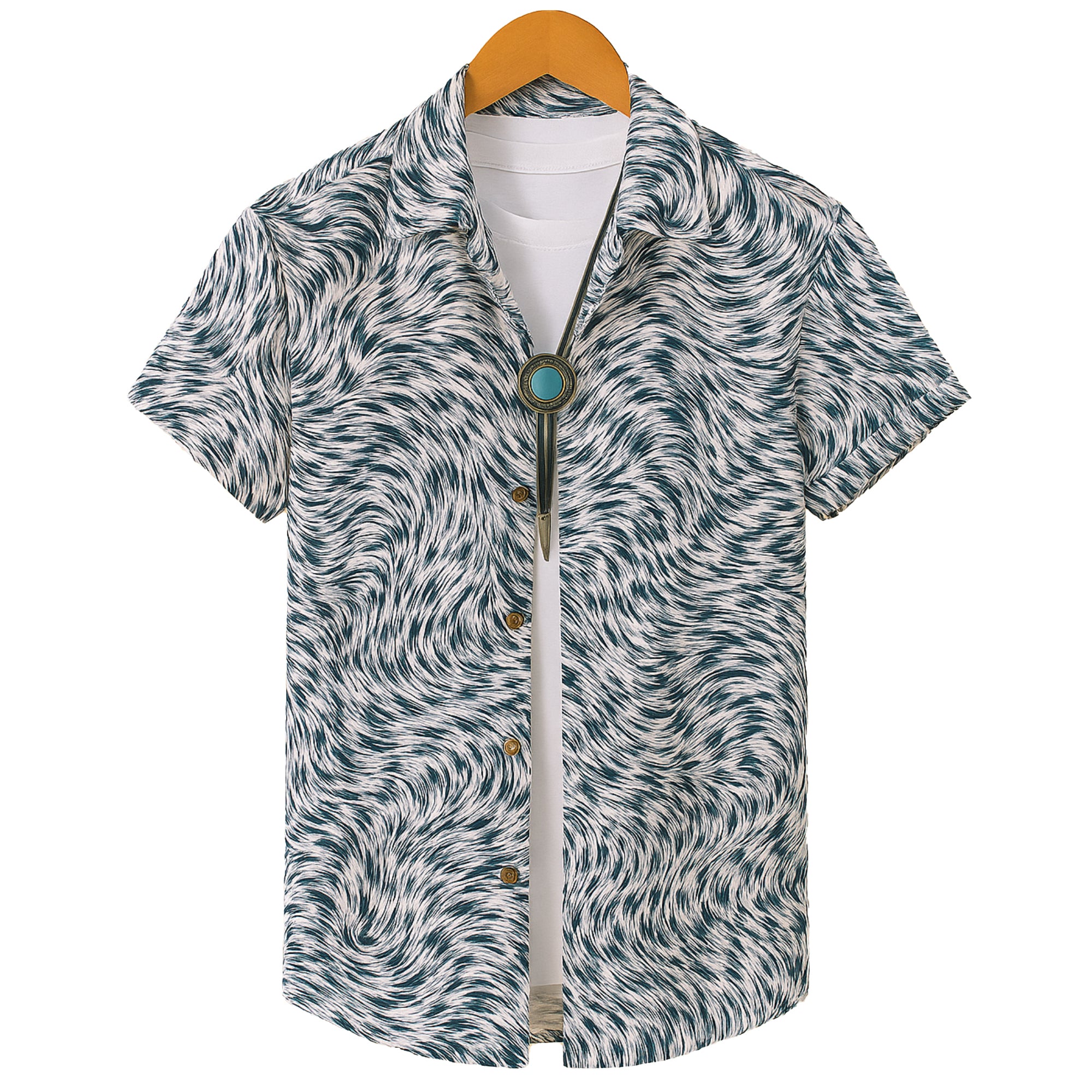 GREEN HALF CASUAL PRINTED COTTON SHIRT REGULAR FIT FOR MEN