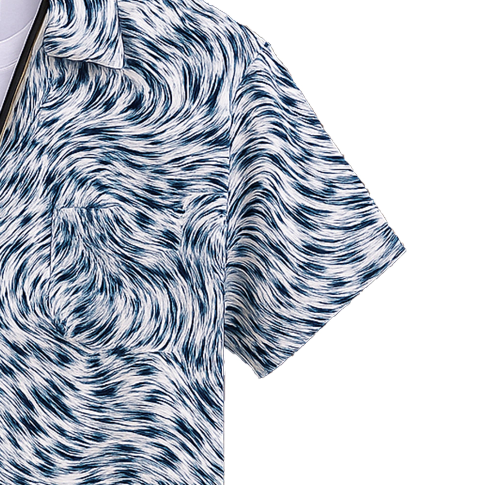 BLUE HALF CASUAL PRINTED COTTON SHIRT REGULAR FIT FOR MEN