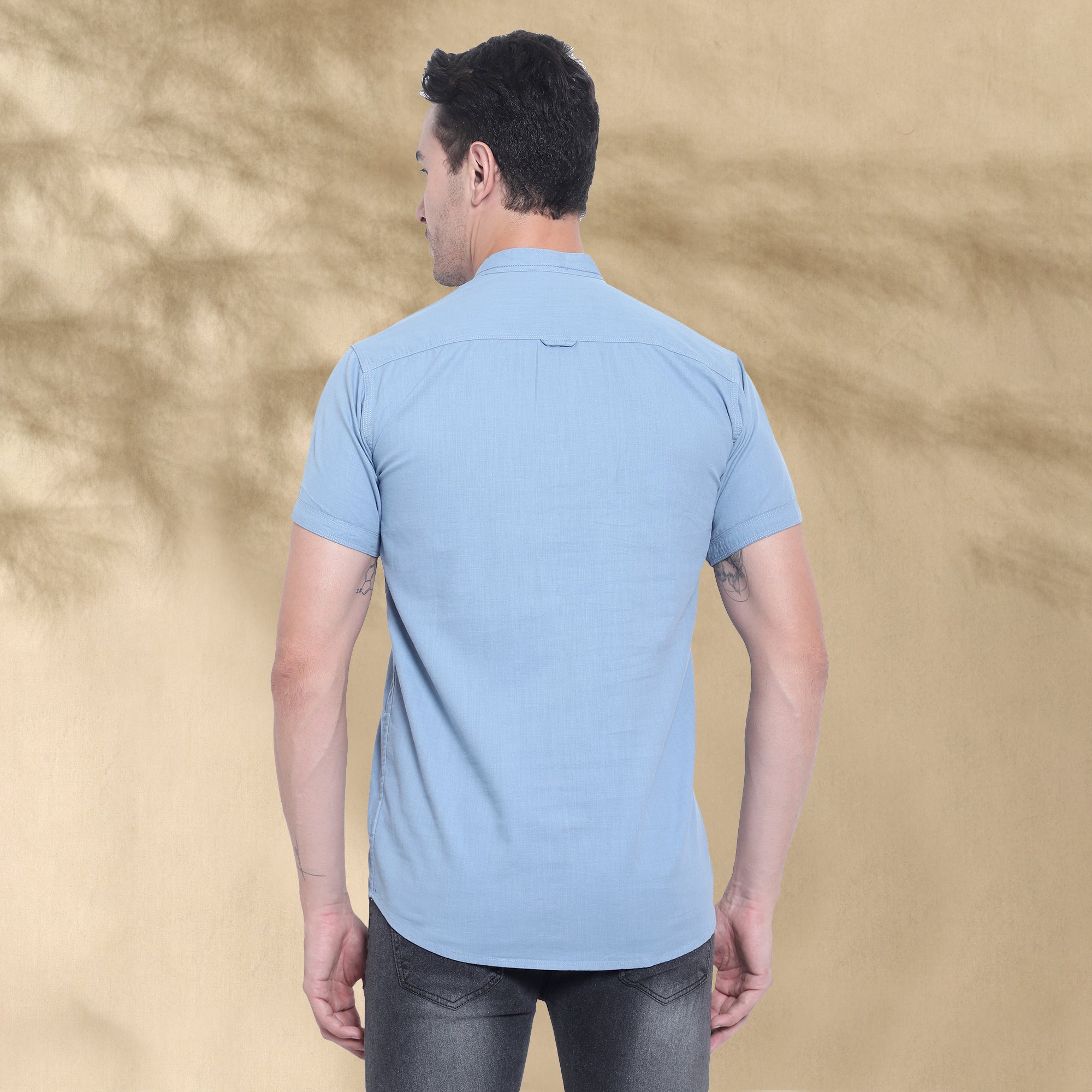 Men’s Half Sleeve Short Kurta – Casual & Ethnic Fusion Wear-Sky