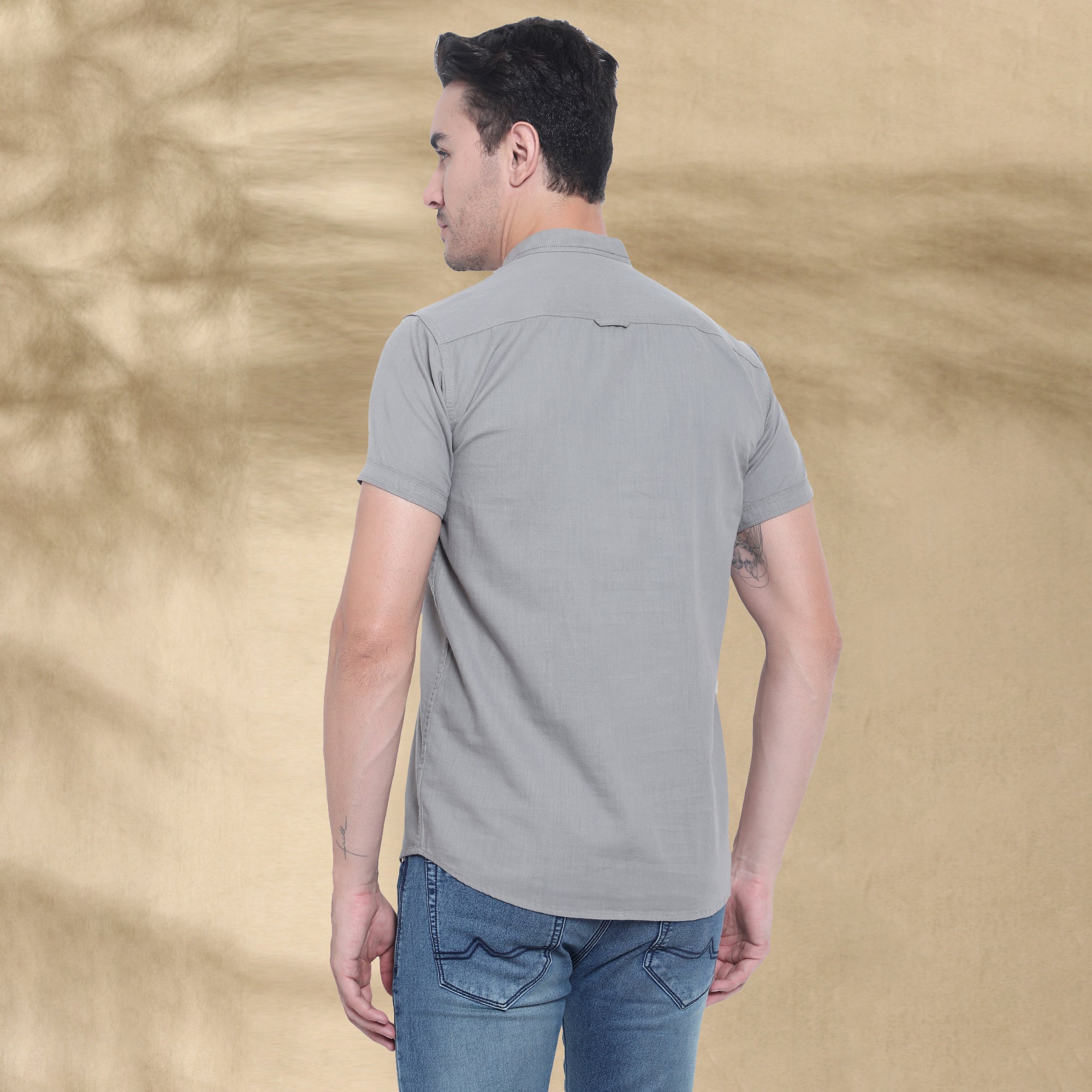 Men’s Half Sleeve Short Kurta – Casual & Ethnic Fusion Wear-Grey