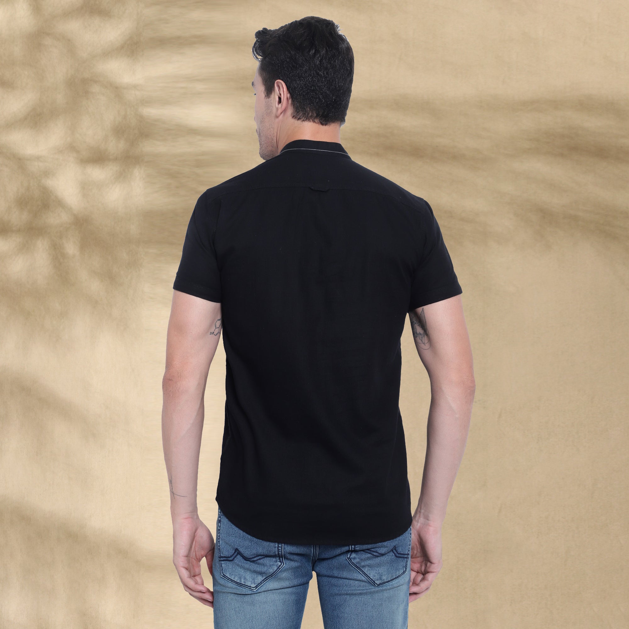 Men’s Half Sleeve Short Kurta – Casual & Ethnic Fusion Wear-Black