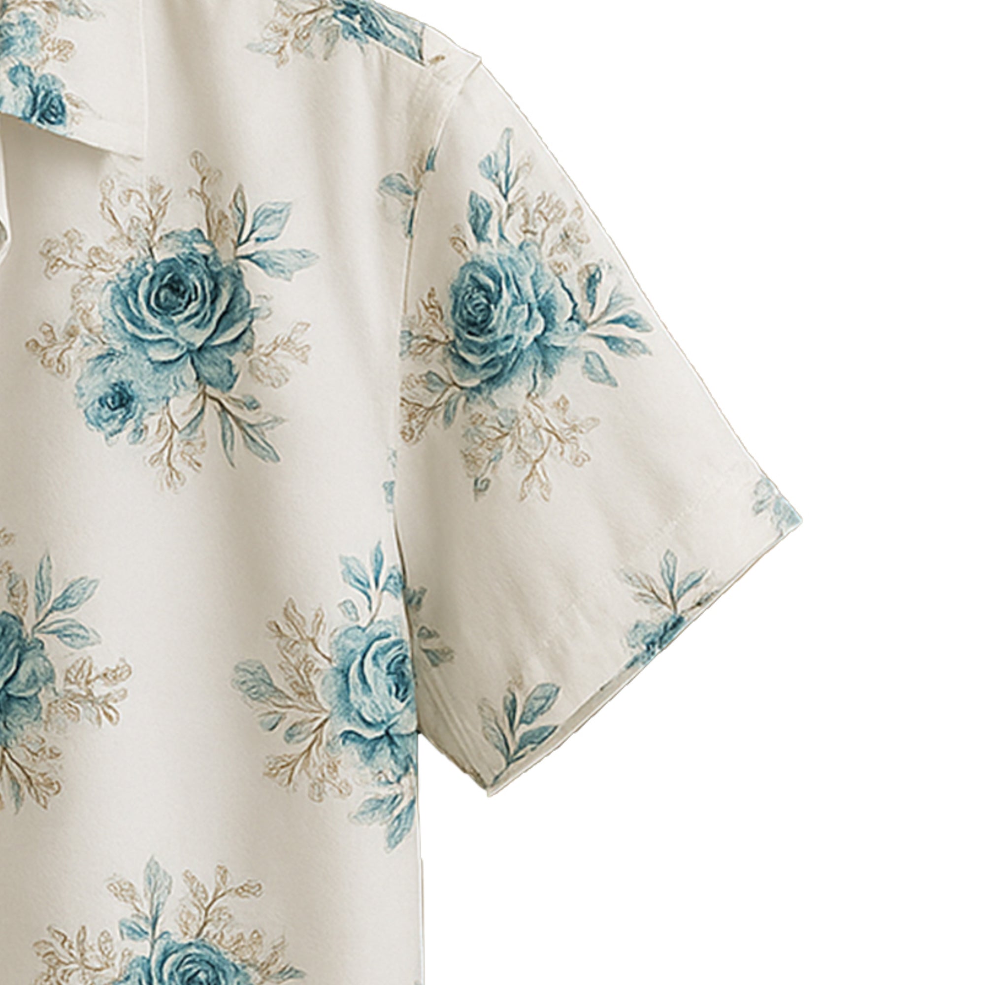 Blue Half Casual Printed Cotton Shirt Regular Fit For Men