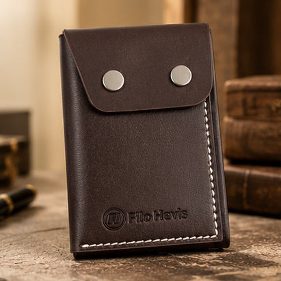 Leather Snap Button Wallet for Men – Compact Card Holder with Cash Pocket